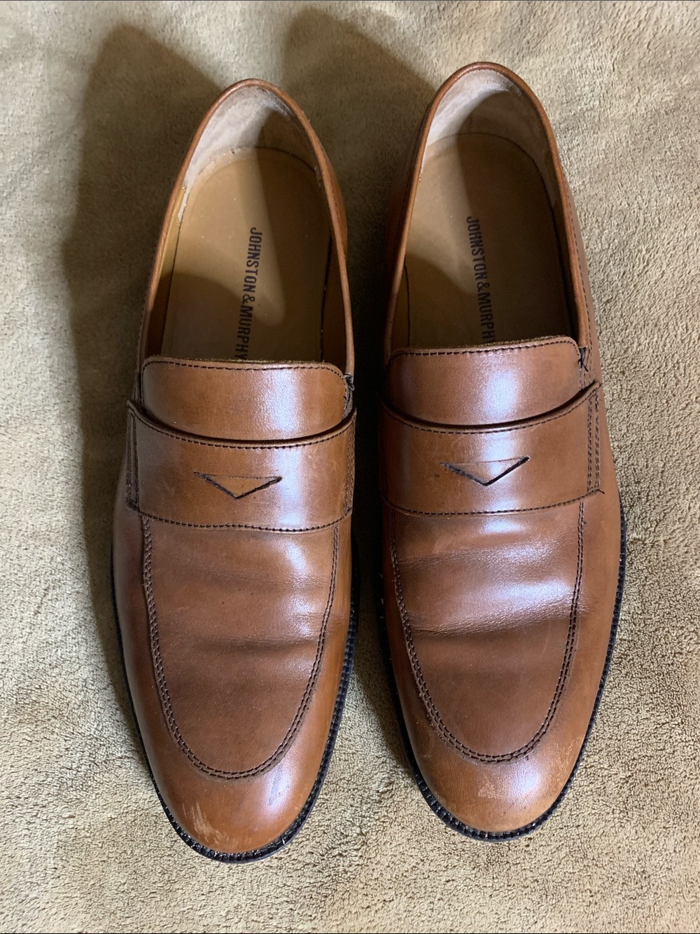 Johnston & Murphy Tan Leather Penny Loafers